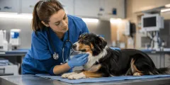 Owner rushing dog to emergency vet while using the Dogtorcito app