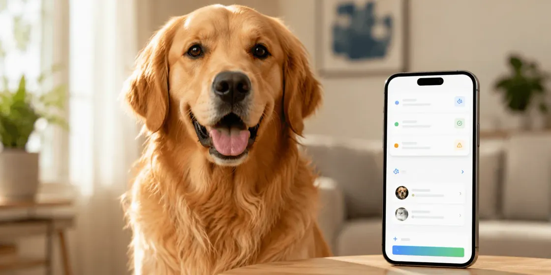 Dogtorcito screen showing registered pets and health status